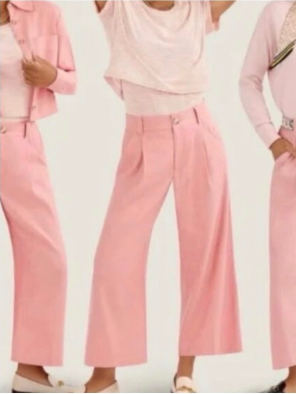 Cabi Bubblegum Pink The Cruise Crop Wide Leg Linen Pants Preppy sz small